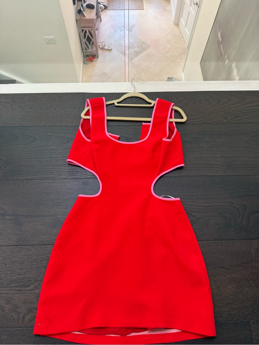 Amanda Uprichard Red Mini Dress with Pink Trim